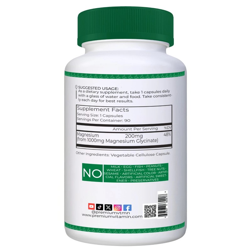 Premium Vitamin Magnesium Glycinate 1000mg 90 counts 100% Chelated Sleep