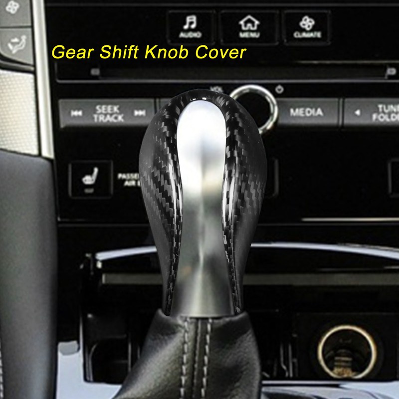 Gear Shift Knob Cover Carbon Fiber Console Shifter Head Trim