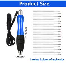 Sibba Heavy Weighted Ballpoint Pens 3 Pcs Big Fat Pens Aids Writing Large Wide Grip Pen Supplies 18 Pcs Refills for Tremor Handicap Carpal Tunnel Weak Hand Office(Black Red Blue)