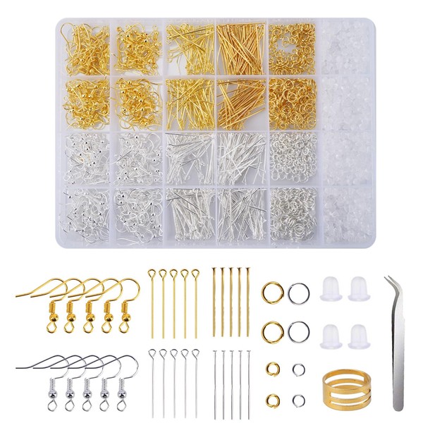 KINDPMA 2003Pcs Earring Making Kit Earring Making Supplies Hypoallergenic Earring