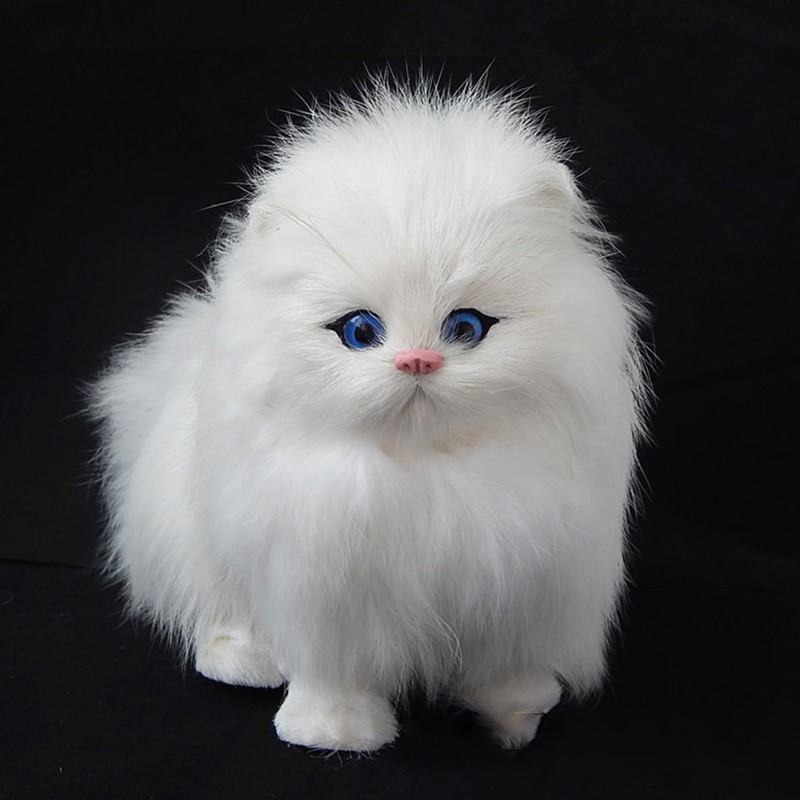 Real Sheep Hair Simulation Cat Plush Toy Electronic Pet Doll