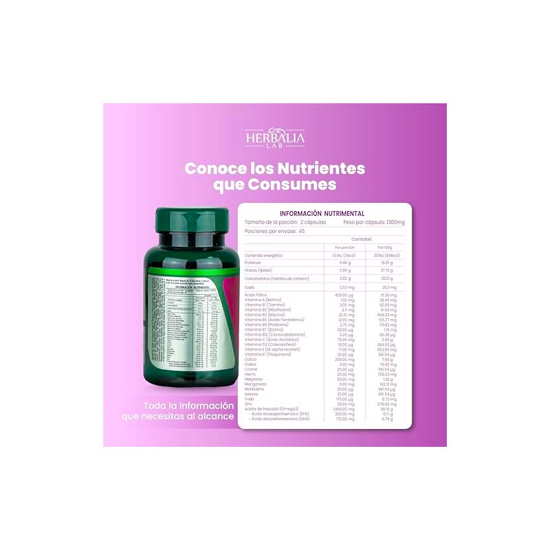 Multivitamínico para Mujer con Omega 3 - Ácido folico -