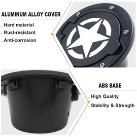 PKEDUO Black Star Gas Cap Cover Fuel Filler Door Cover Compatible with 2007-2017 Wrangler JK JKU 2/4-DOOR(NOT FOR 2018+ JL MODELS)