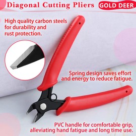GOLD DEER 5-Inch Diagonal Cutting Pliers Precision Mini Flush Cutters Cutting Pliers Electronics Flush Cutter Micro Wire Cutter Small Side Cutter with Spring Jewelry Making Tool for Making Crafts