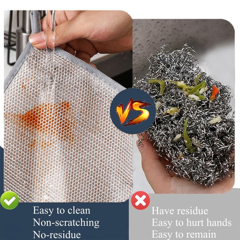 PXIRQ Non-Scratch Triple Layer Wire Dishcloths: 10-Pack 7.87"x7.87" Reusable Dishwashing