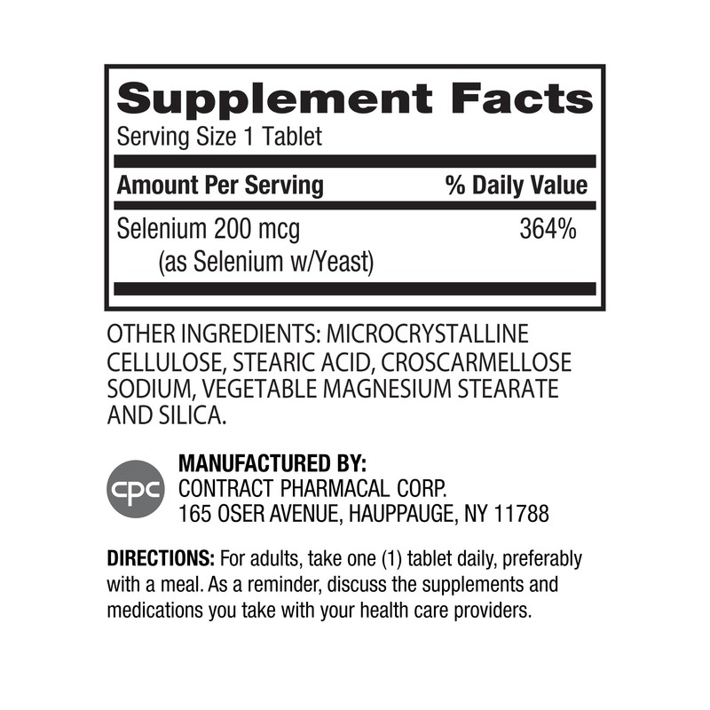 Earth's Splendor Selenium 200 mcg Supplement for Men & Women,