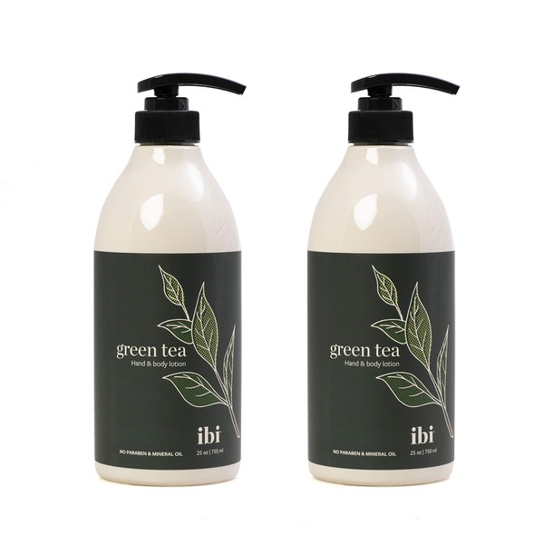 IBI Mineral Oil Free Moisture Hand and Body Lotion For Dry Skin with Green Tea 25.4 fl oz / 750ml, 2 bottle