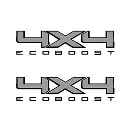 4X4 Bedside Vinyl Decal for Ford Eco Boost Trucks Silver with Matte Black Outline