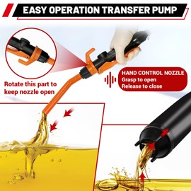 PUMPTOR Fuel Transfer Pump Battery Powered - Portable Gas Pump With Nozzle - Orange