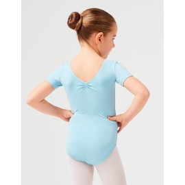 tanzmuster Lisa Children's Ballet Leotard Made of Cotton with Rhinestones in Pink, White, Light Blue, Black and Lavender, lightblue