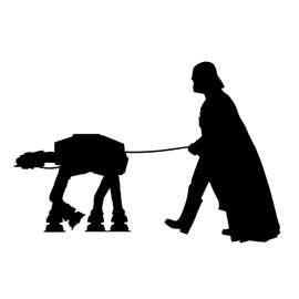 Vader Walking Robot Decal Notebook Car Laptop 5.5" (Black)