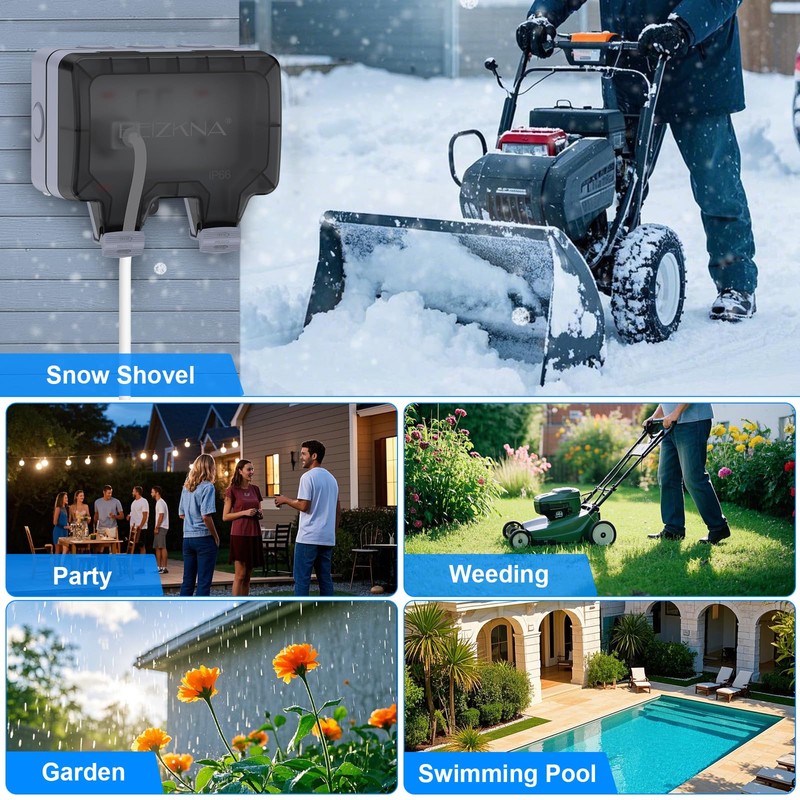 Double Outdoor Outlet with Cover IP66 Waterproof Outdside Plug Socket