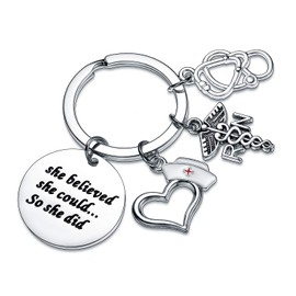 BESPMOSP She Believed She Could So She Did Nurse Keyring Nurse Gifts for Nursing Student Nurse Inspiration Gifts Birthday Gifts Graduation Gifts Nurse Jewellery Present