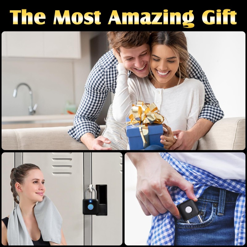 Fingerprint Padlock, Pothunder Smart Padlock, Locker Lock, Fingerprint Lock with