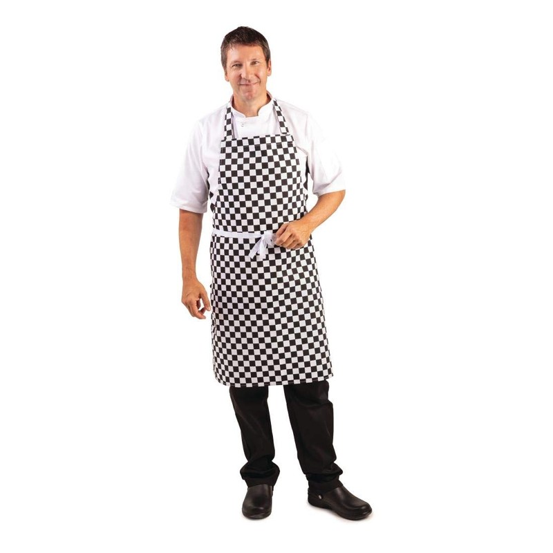 Whites Chefs Clothing A275 Poly-Cotton Apron, Black and White Check