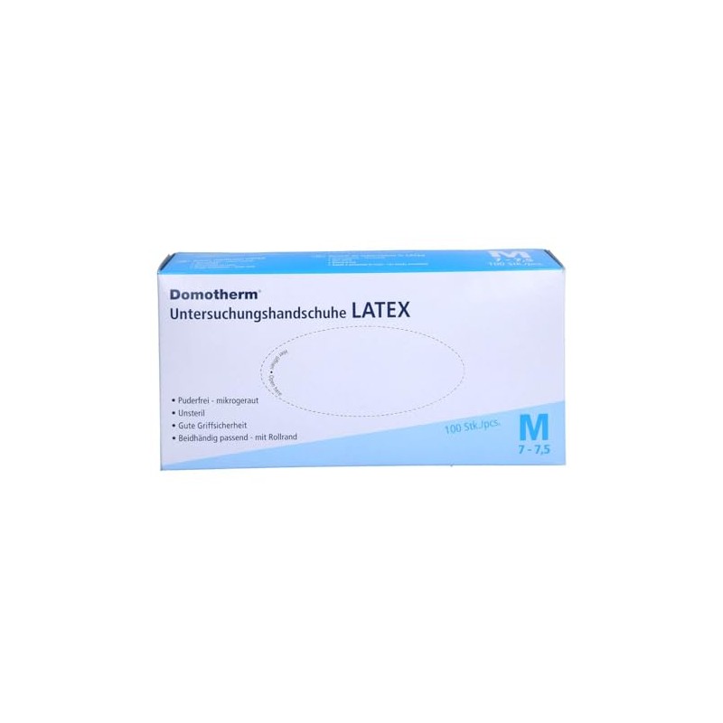 DOMOTHERM Non-Sterile Latex Gloves M White Pack of 100