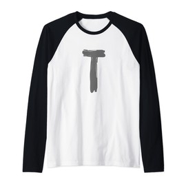 Creative Bold Dark Grey Letter T - Alphabet - Marker Design Raglan Baseball Tee