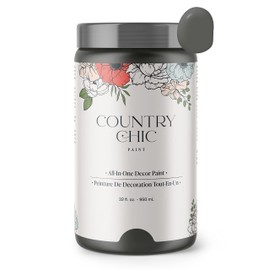 Country Chic Paint - Chalk Style All-in-One Paint for Furniture, Home Decor, Cabinets, Crafts, Eco-Friendly, Matte Paint - Rocky Mountain [Charcoal Grey] Quart 32oz