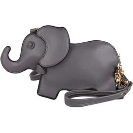 Lyuxhetaokdiq Women PU Leather Unique Novelty Elephant Shape Wrist Clutch Purse Handbag Crossbody Shoulder Bag for Girls, Grey