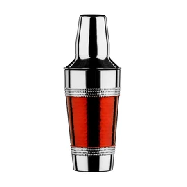 Premier Housewares Cocktail Shaker with Hammered Red Band - Stainless Steel