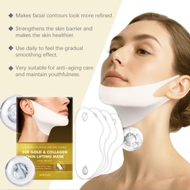 4 Pack V-Line Lifting Mask | 24K Gold & Collagen Face Mask, Anti-Aging Jawline Shaper Mask for Face Lift | Hyaluronic Acid & Vitamin E