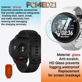 FCMEDZI Tempered Glass Protective film Compatible for Coros Pace Pro Screen Protector - 2.5D 9H Hardness HD Film + Charging Dust Plug (4+4 Pack, Anti-Scratch)