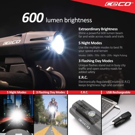 CECO-USA: 600 Lumen USB Rechargeable Bike Light – Tough & Durable IP67 Waterproof & FL-1 Impact Resistant – Super Bright Model F600 Bicycle Headlight – for Commuters, Road Cyclists, & Mountain Bikers