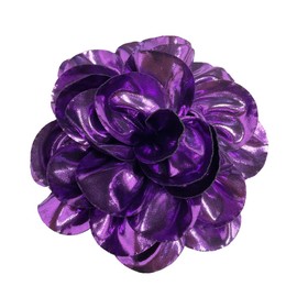 Satin Fabric Rose Flower Extra Large Big Brooches Lapel Pins Silk Camellia Oversized Pin for Women Wedding Party Dance Banquet Dresses Suit Clothes Accessories Jewelry Gifts 7.5in (Shiny Purple)
