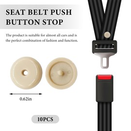 NYTKL 10 Sets Seat Belt Button Stop, Snap-on Seatbelt Clip Prevent Buckle from Sliding Down, Plastic Button Safety Belt Stopper Kit Universal Fit for Most Cars Trucks SUVs (Beige)