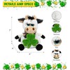 DolliBu Super Soft Sitting Cow Stuffed Animal with Green Plush