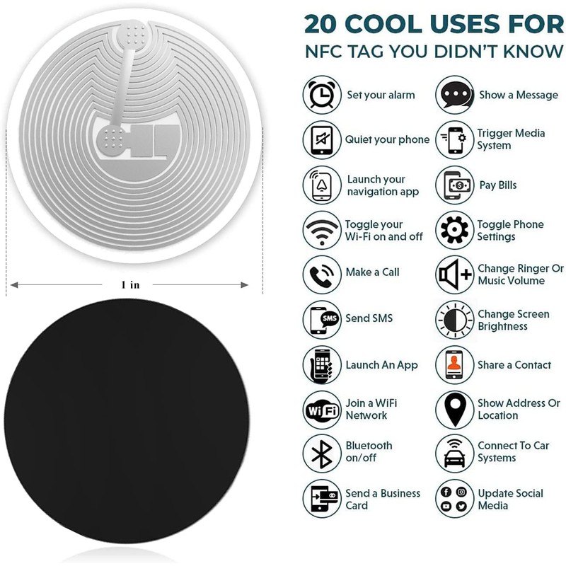 SANPOPO NFC Tags Sticker, NFC Tag, Black NFC Sticker,, black,