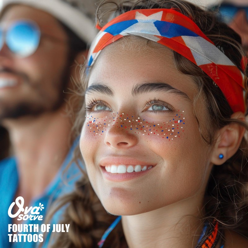 Ovasorve Patriotic Freckles USA Face Tattoos - 4th of July