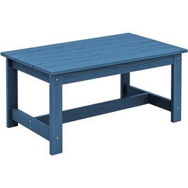 SERWALL HDPE Outdoor Coffee Table, All-Weather Patio Coffee Table, Rectangle Adirondack Outdoor Table Fits with Outdoor Sectional Couch for Outside Deck Porch Lawn, 37.8" x 22.8", Blue