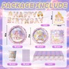 Princess Birthday Party Supplies Plates and Napkins Set for Girl,