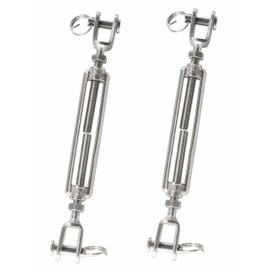 Turnbuckle Hook,2-PCS M5 Jaw & Jaw Turnbuckles 304 Stainless Steel Turnbuckles Open Body Heavy Duty Cable Railing Wire Rope Hardware Kit, Turnbuckles for Shade Sail, Cable Tightener, Clotheslines