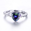 Merthus 8x8mm Heart Shape Simulated Mystic Rainbow Topaz 925 Sterling