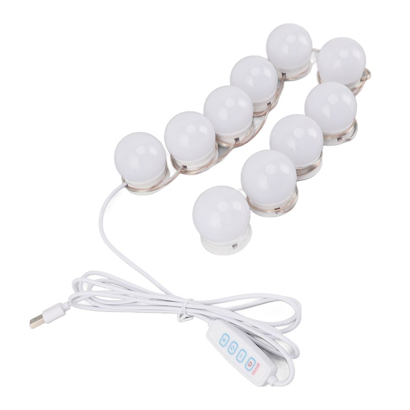 LED Vanity Lights with 10 Dimmable Bulbs USB Adjustable Color