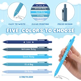 Sayglossy 50 Pcs Baby Shower Multi Color Ballpoint Pens Favors Bulk It's a Boy or Girl Ballpoint Pen with Black Ink Retractable Writing Pens for Baby Shower Favors Party Guests Gifts(Blue Series)