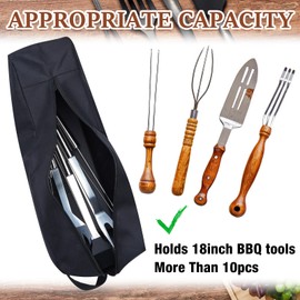 Amylove 1 Pc Grill Tool Storage Bags BBQ Utensil Grilling Bags Oxford Cloth Barbecue Holder Pouch Foldable Hardware Grilling Accessory Grill Storage Bags for Outdoor Camping Picnic Trip, Black