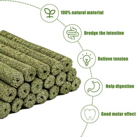 TOKAYIFE Rabbit Chew Toys, 210g Rabbit Treats Natural Timothy Hay Sticks Boredom Breakers for Rabbits, Chinchillas, Guinea Pigs, Hamster, Hedgehogs (20 pcs)