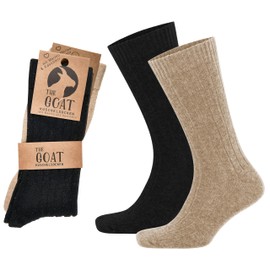 lavendel Warm Wool Socks Made of Merino and Cashmere, 2 Pairs, Breathable, Odourless, Soft, Cashmere Socks, Black & Beige