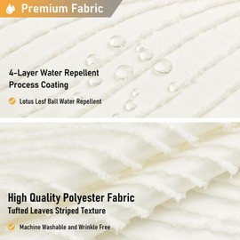 BTTN 96 Inch Extra Tall Shower Curtain, 72 x 96 Long Bohemian Tufted Striped Tassel Shower Curtain Set with 12 Hooks, Water Repellent, Boho Farmhouse Country Shower Curtains for Bathroom, Cream/Beige