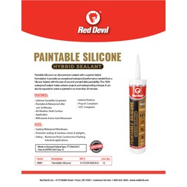 Red Devil 0985 Paintable Silicone Hybrid Sealant, 9 oz., White, 1 Pack