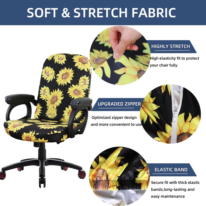 YOXEULL Sunflower Computer Office Chair Covers Stretchable Soft Fit Universal