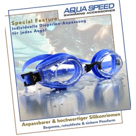 Aqua-Speed Swimming Goggles with Visibility – Lumina – Dioptre for Adults with Myopia: Left and Right Glass, Individually Selectable According to Your Requirements with Ultrapower Lanyard