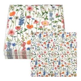 Bliceon Floral Serviettes, Napkins Disposable, 40 Sheets Napkins for Birthdays, Baby Showers, Weddings, Picnics and Banquet Celebrations