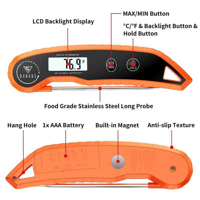 DOQAUS Digital Meat Thermometer, Instant Read Food Thermometer for Cooking,