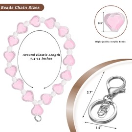 M-Plateau Key Wristlet with Premium KeyChain, Wristlet Keychain, Cute Key Chain Wristlet Bracelet for Women and Girls (Pink Heart)