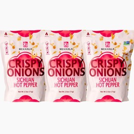 Mekhala Sichuan Hot Pepper Crispy Onions - Salad Toppings Crunchy Fried Onions For All-Purpose Seasoning Like Keto, Ramen Toppings, And Rice Gluten-free | 2.5oz (3-Pack)