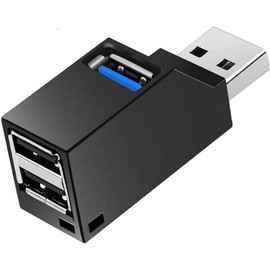 HKM Compact & Powerful: Mini USB Hub with 3 Ports (1x USB 3.0 + 2x USB 2.0) - Portable Adapter for Laptop - High-Speed Expansion for USB Flash Drives, Mobile HDD and More Devices